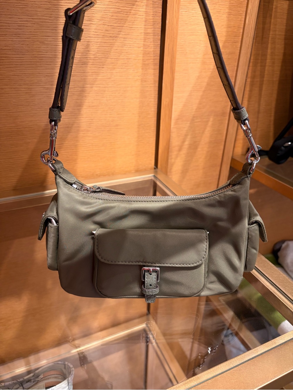 Tory Burch Green Khaki Nylon mixed materials mini Shoulder Bag new with tag